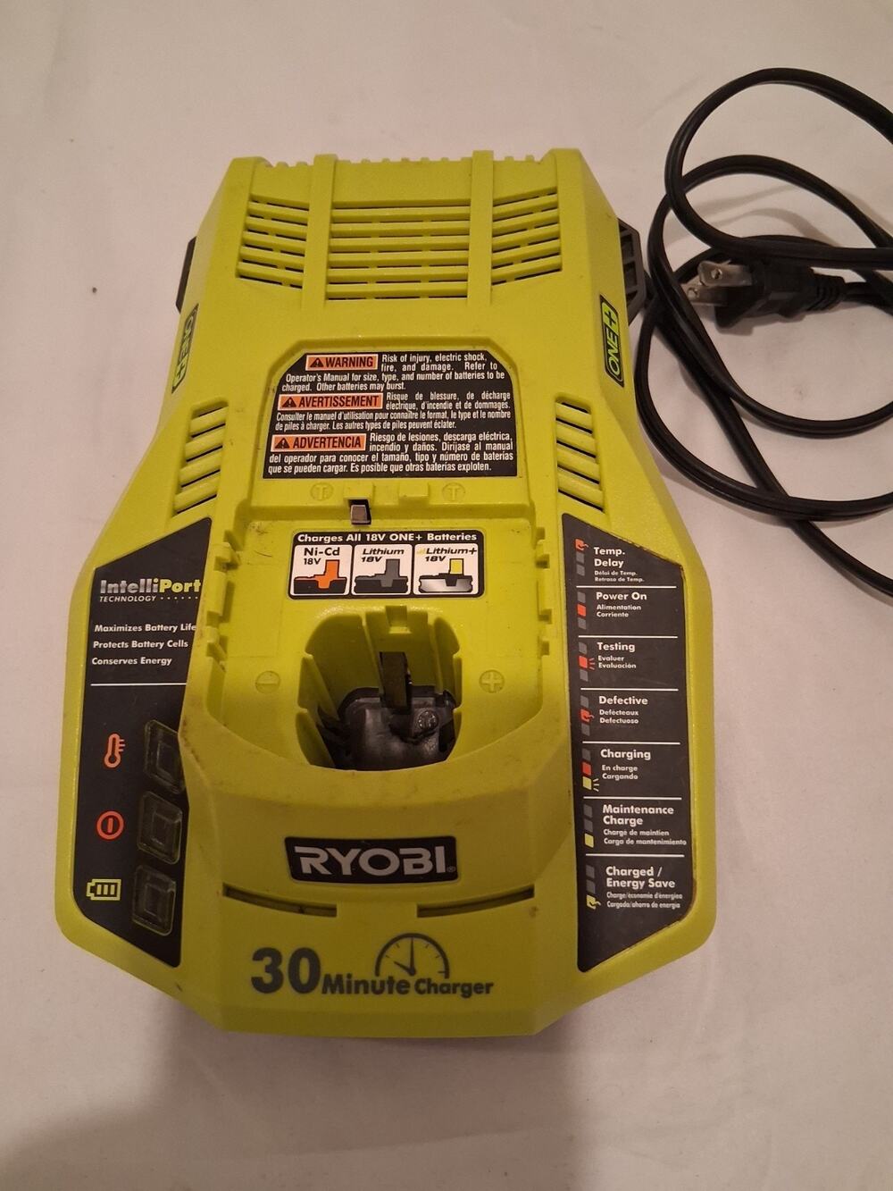 Genuine Ryobi 18V ONE+ IntelliPort Fast 30-Minute Battery Charger P117 - Tested